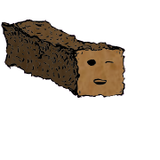 a long rectangular crouton with a relaxed face (content)