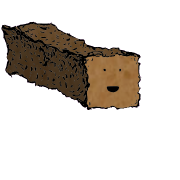a long rectangular crouton with an excited face (blinking)