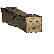 a long rectangular crouton with a relaxed face