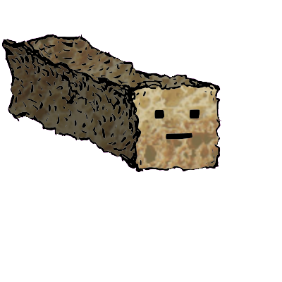 a long rectangular crouton with a blocky face