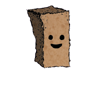 a tall rectangular crouton with a contented face (content)