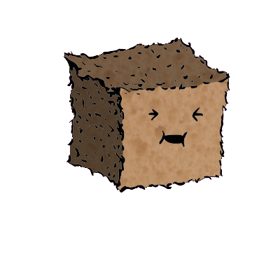 a small square crouton with a cheerful face (content)