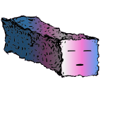 a long rectangular crouton with a suspicious face (blinking)