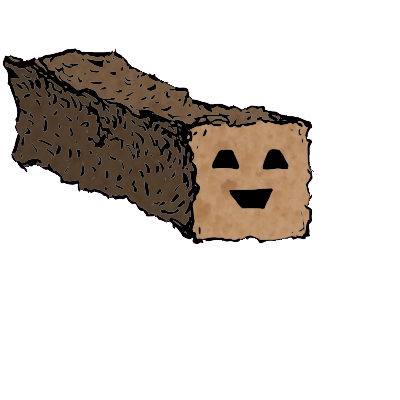 a long rectangular crouton with a blocky face (content)