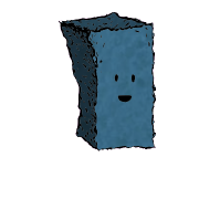 a tall rectangular crouton with an excited face
