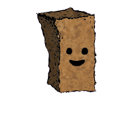 a tall rectangular crouton with a contented face (content)