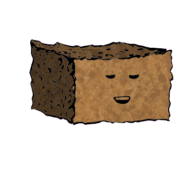 a rectangular crouton with a relaxed face