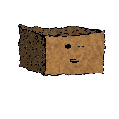 a rectangular crouton with a relaxed face (content)