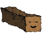 a long rectangular crouton with a contented face (blinking)