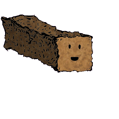 a long rectangular crouton with an excited face