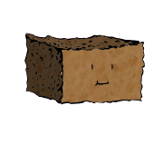 a rectangular crouton with a cheerful face