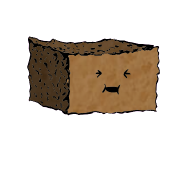 a rectangular crouton with a cheerful face (content)