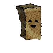 a tall rectangular crouton with a blocky face (content)