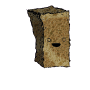 a tall rectangular crouton with a wide-eyed face (content)