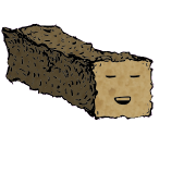 a long rectangular crouton with a relaxed face (blinking)