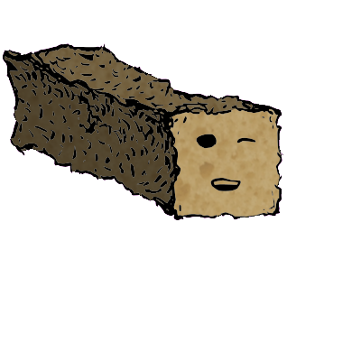 a long rectangular crouton with a relaxed face (content)