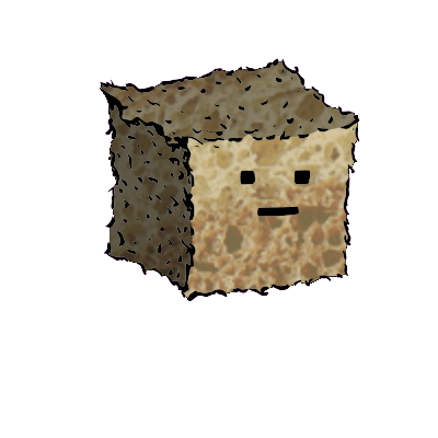 a small square crouton with a blocky face