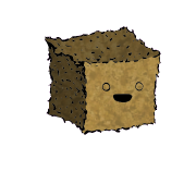 a small square crouton with a wide-eyed face (content)