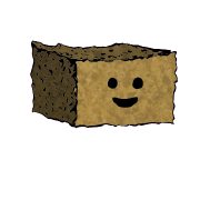 a rectangular crouton with a contented face (content)