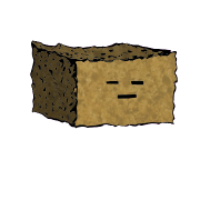 a rectangular crouton with a blocky face (blinking)