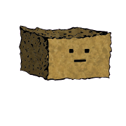 a rectangular crouton with a blocky face