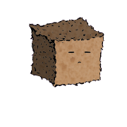 a small square crouton with an expressive face (blinking)