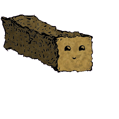 a long rectangular crouton with an expressive face (content)