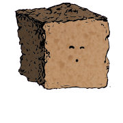 a large square crouton with an excited face (content)