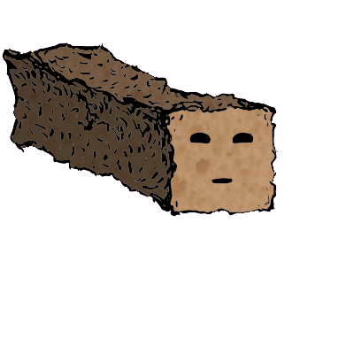 a long rectangular crouton with a suspicious face