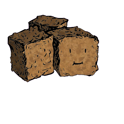 a cluster of three croutons with a cheerful face