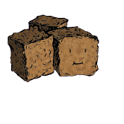 a cluster of three croutons with a cheerful face