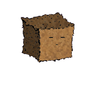 a small square crouton with an expressive face (blinking)