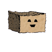 a rectangular crouton with a blocky face (content)