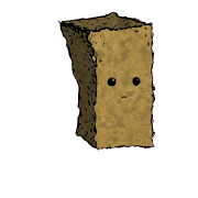 a tall rectangular crouton with an expressive face