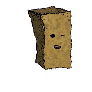 a tall rectangular crouton with a relaxed face (content)