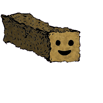 a long rectangular crouton with a contented face (content)