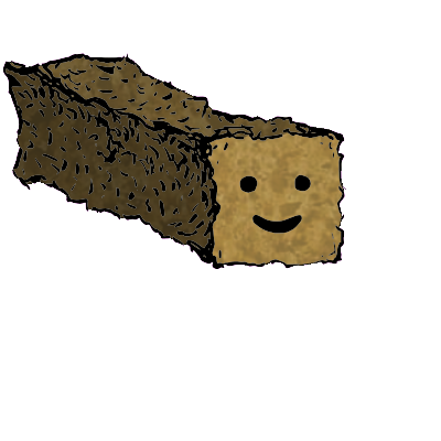 a long rectangular crouton with a contented face