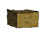 a rectangular crouton with a cheerful face