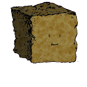 a large square crouton with a cheerful face