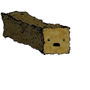 a long rectangular crouton with a wide-eyed face